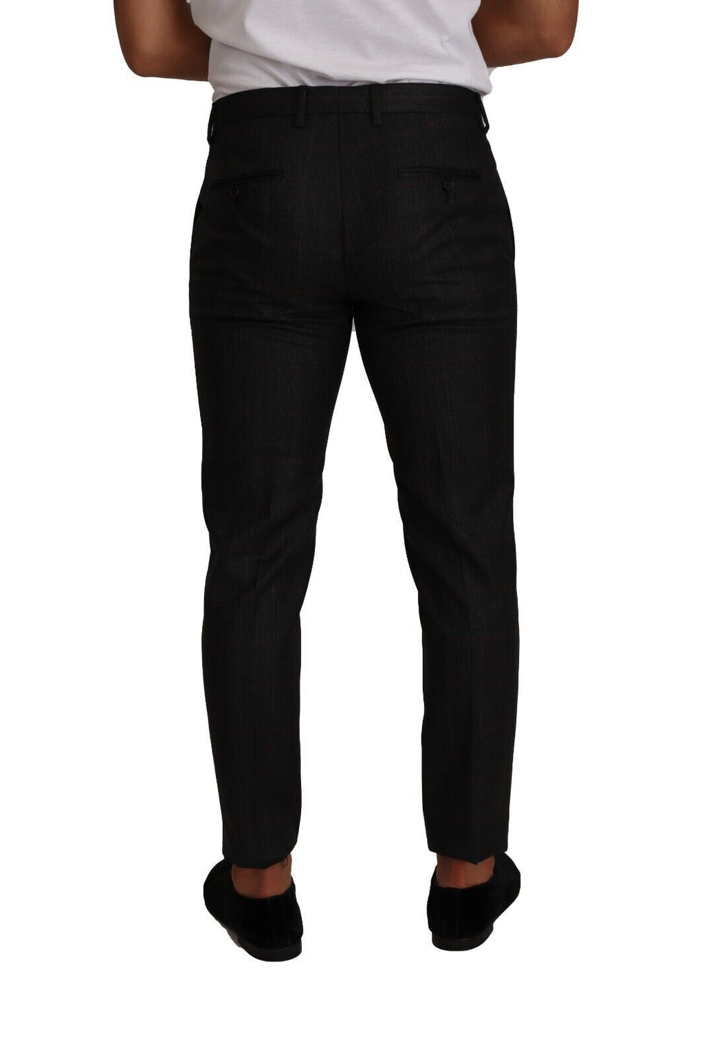 Pantalon habillé en laine à carreaux gris Dolce &amp; Gabbana