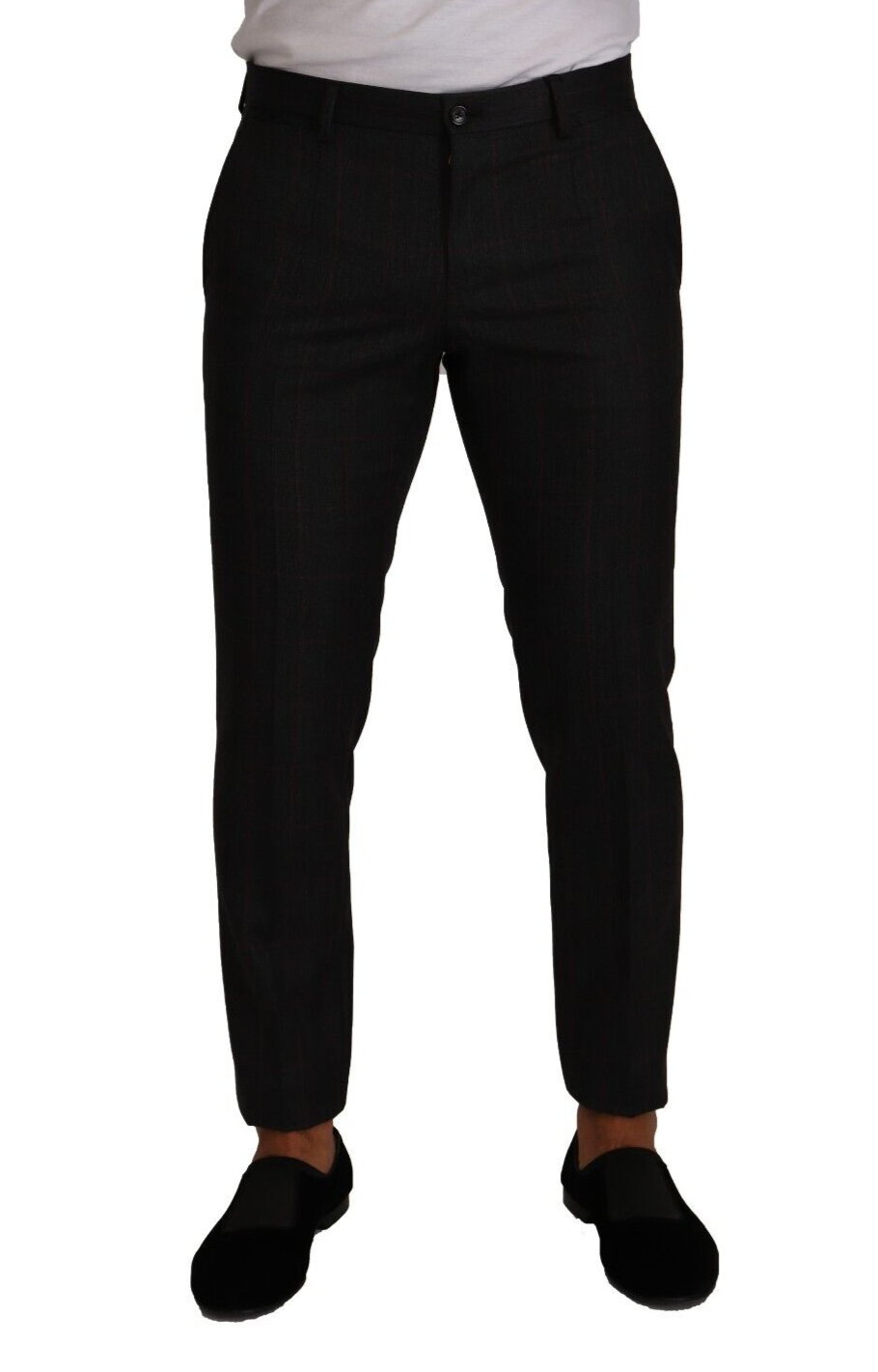 Pantalon habillé en laine à carreaux gris Dolce &amp; Gabbana