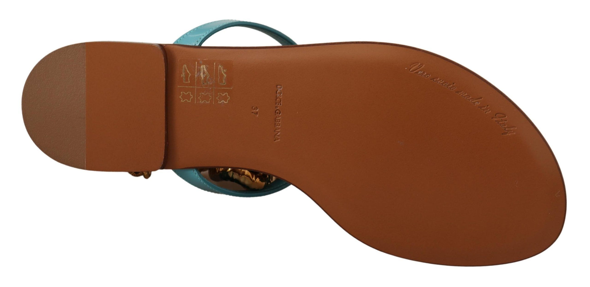 Sandales plates Dolce &amp; Gabbana en cuir bleu Devotion