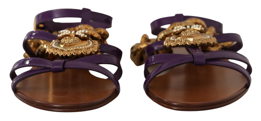 Sandales plates Dolce &amp; Gabbana en cuir violet Devotion
