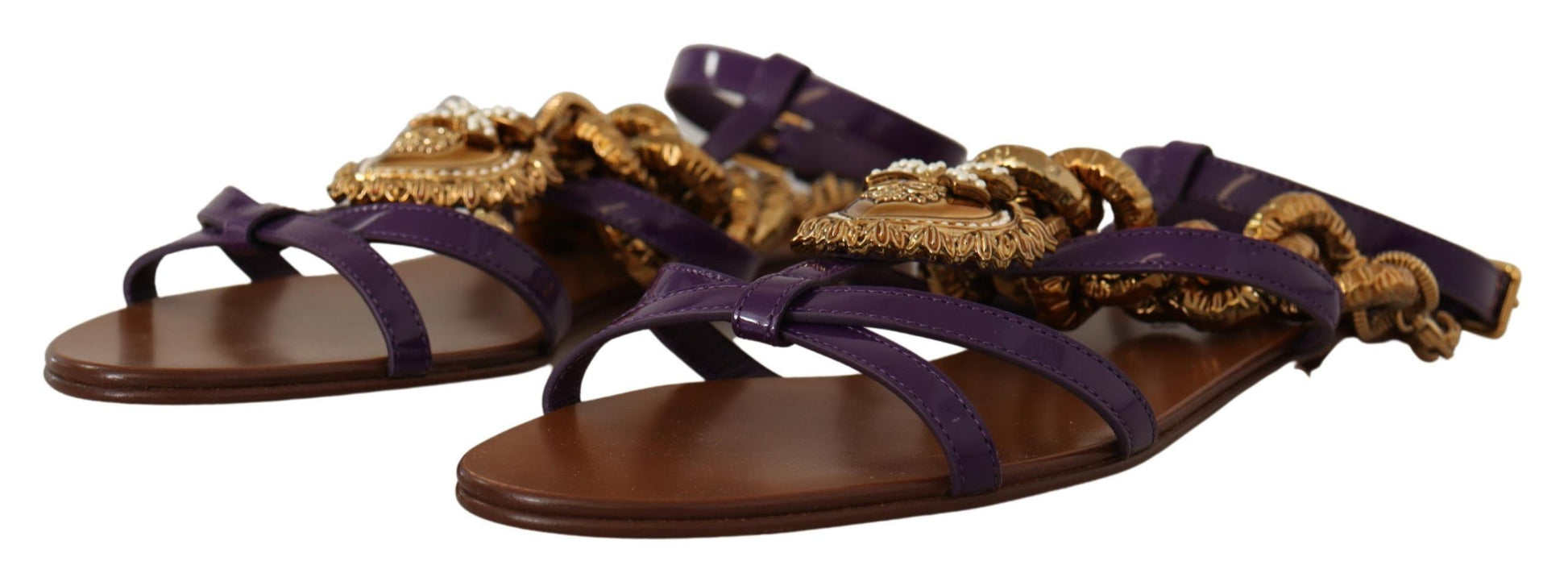 Sandales plates Dolce &amp; Gabbana en cuir violet Devotion