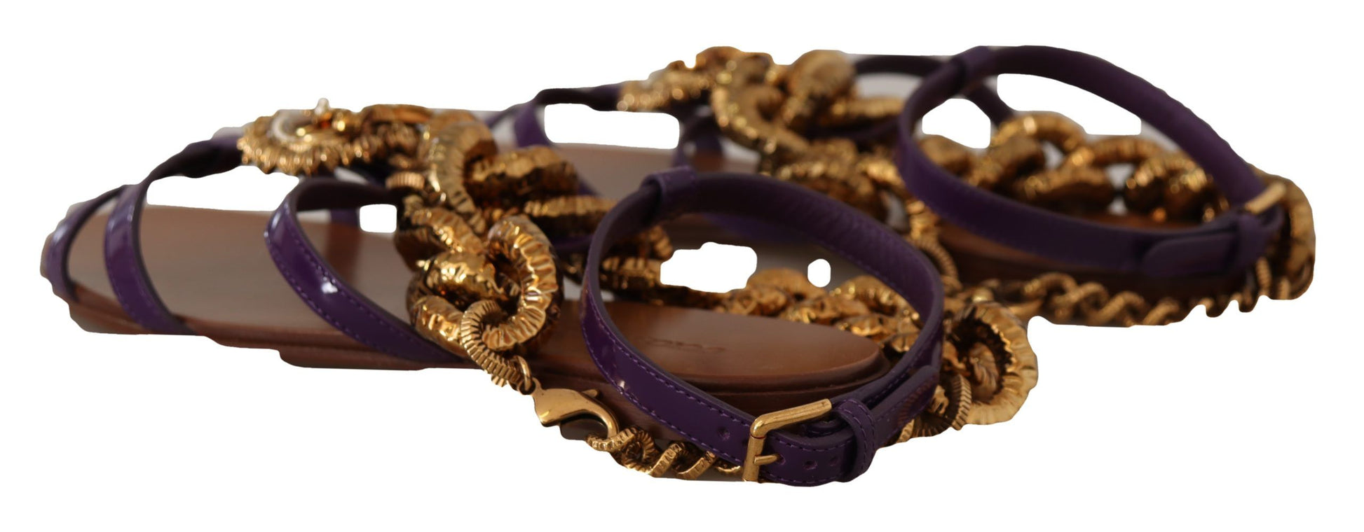 Sandales plates Dolce &amp; Gabbana en cuir violet Devotion