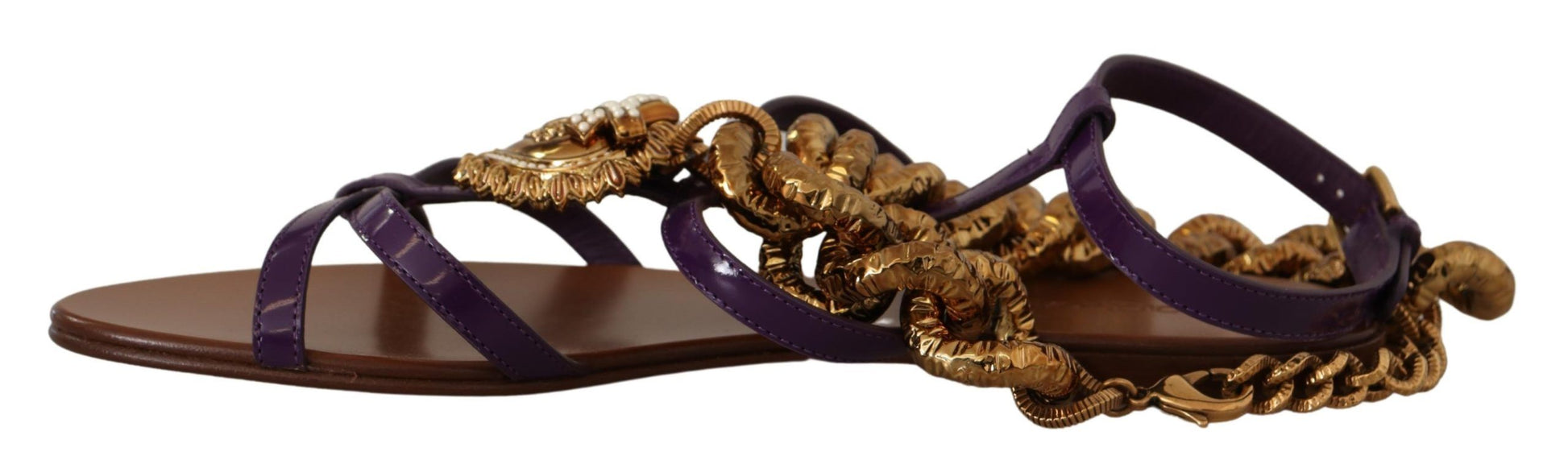 Sandales plates Dolce &amp; Gabbana en cuir violet Devotion