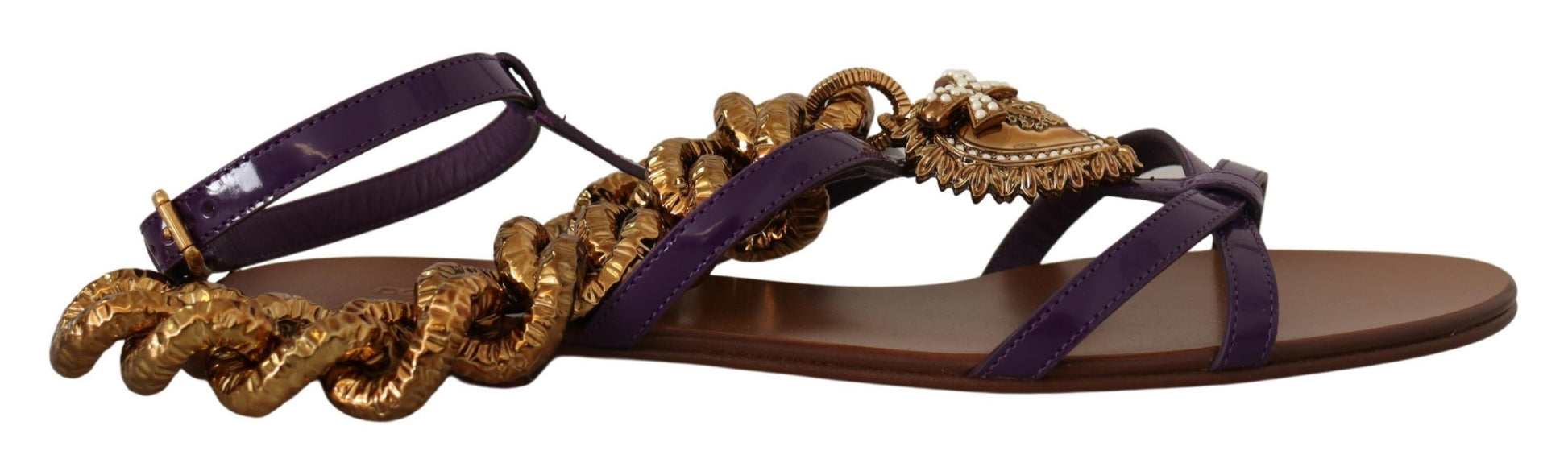 Sandales plates Dolce &amp; Gabbana en cuir violet Devotion