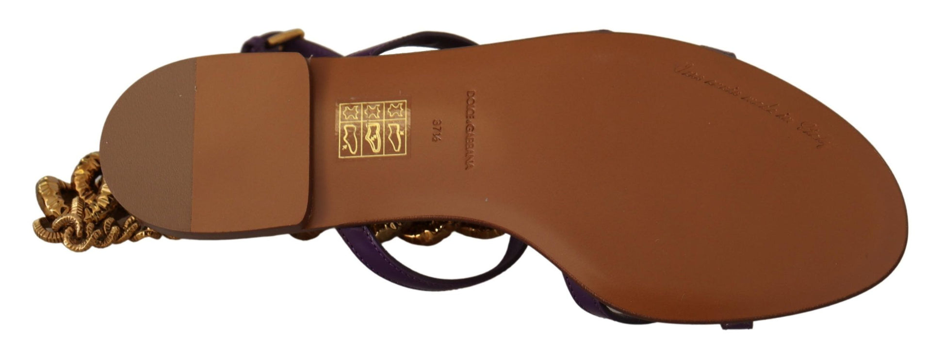 Sandales plates Dolce &amp; Gabbana en cuir violet Devotion