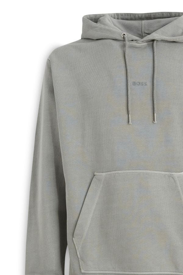 Sweat à capuche élégant en coton gris Hugo Boss