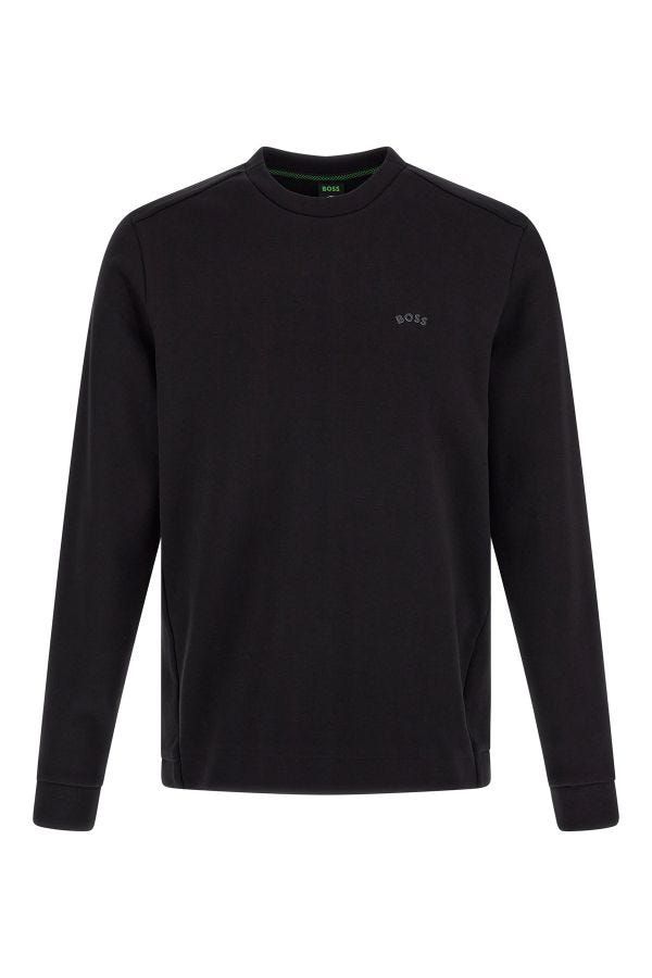 Sweat-shirt col rond élégant en coton noir Hugo Boss
