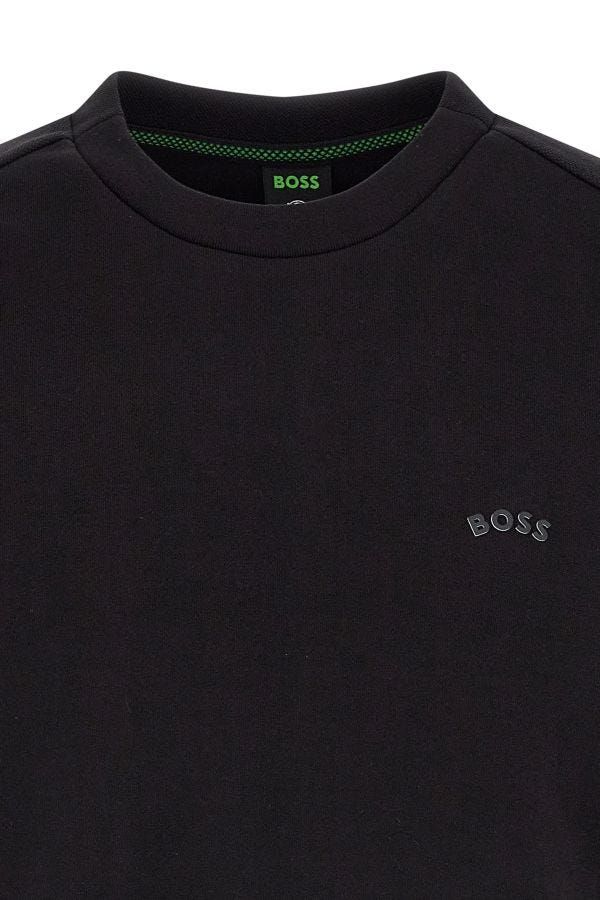 Sweat-shirt col rond élégant en coton noir Hugo Boss
