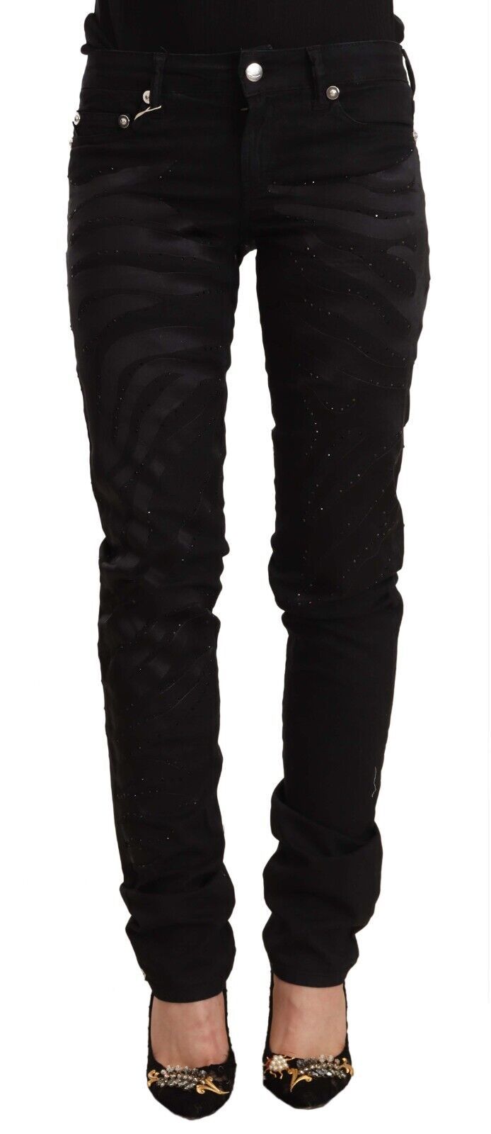 Jean skinny noir taille moyenne orné Just Cavalli