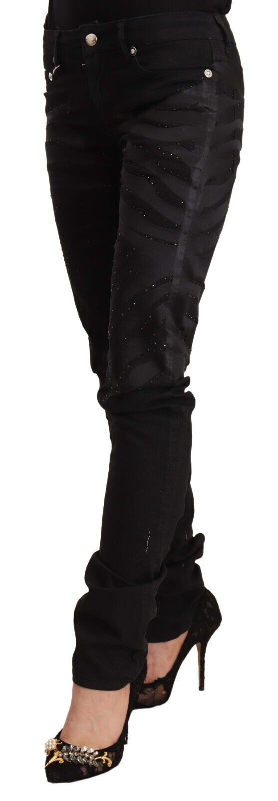 Jean skinny noir taille moyenne orné Just Cavalli