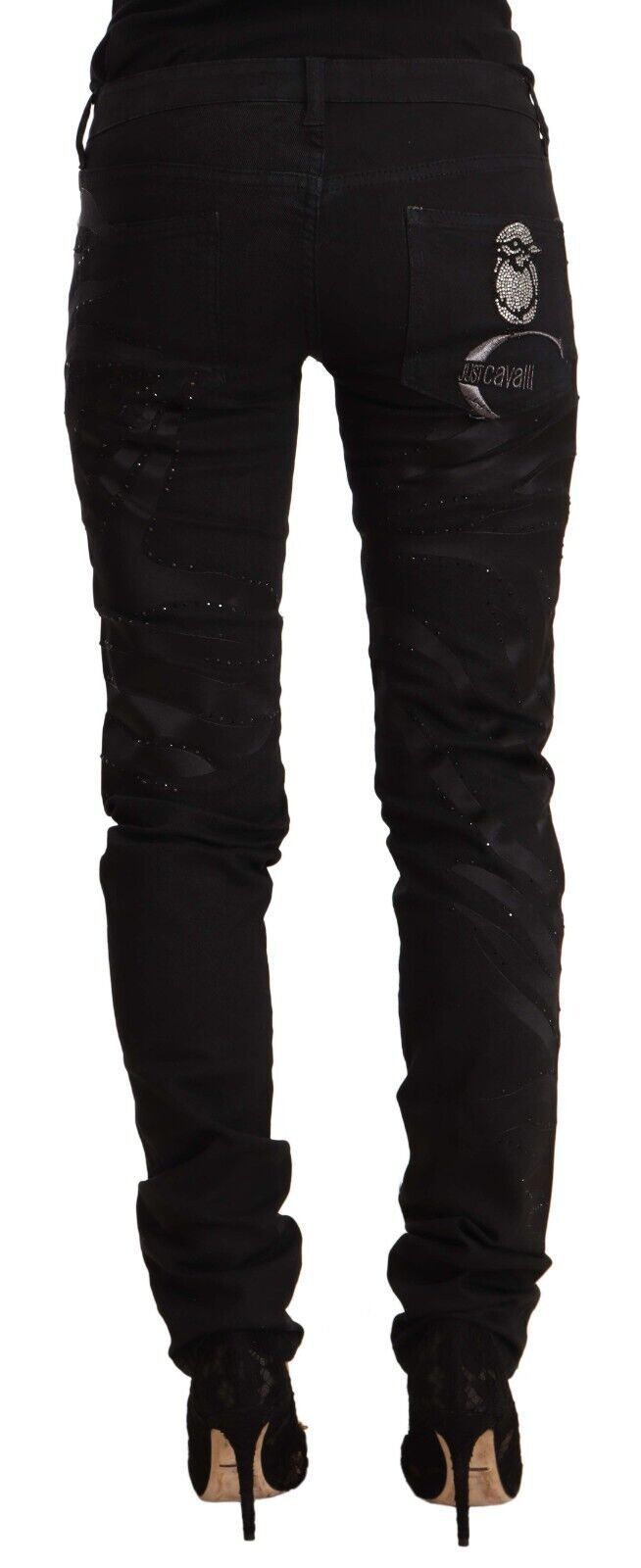 Jean skinny noir taille moyenne orné Just Cavalli