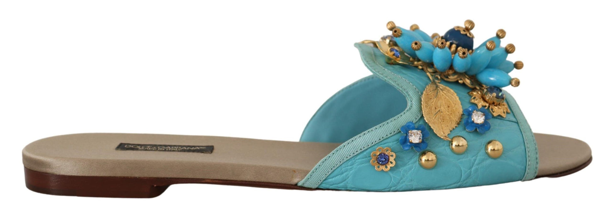 Sandales Dolce &amp; Gabbana en cuir exotique à cristaux bleus