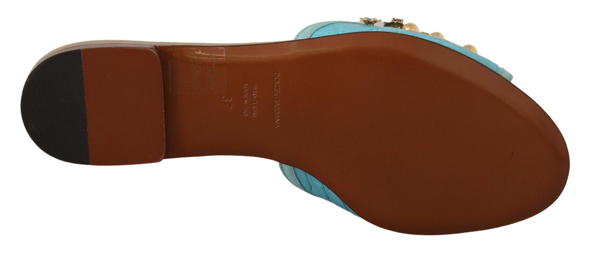 Sandales Dolce &amp; Gabbana en cuir exotique à cristaux bleus