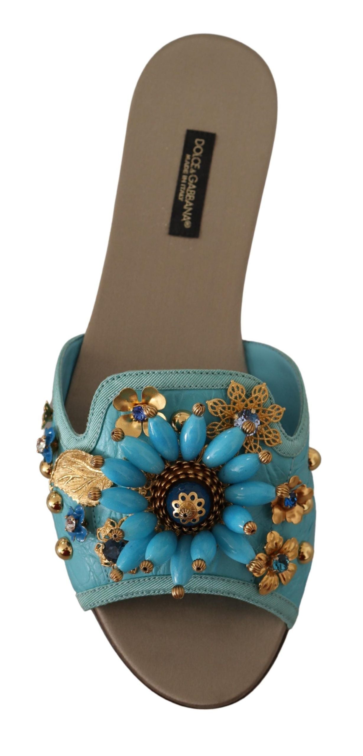 Sandales Dolce &amp; Gabbana en cuir exotique à cristaux bleus