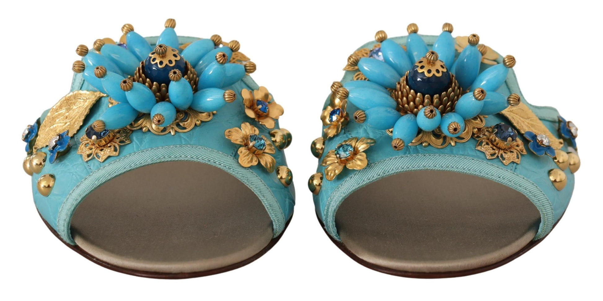 Sandales Dolce &amp; Gabbana en cuir exotique à cristaux bleus