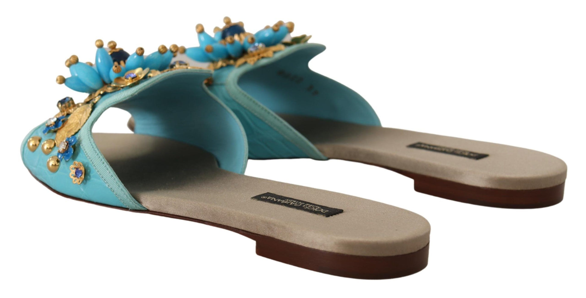 Sandales Dolce &amp; Gabbana en cuir exotique à cristaux bleus