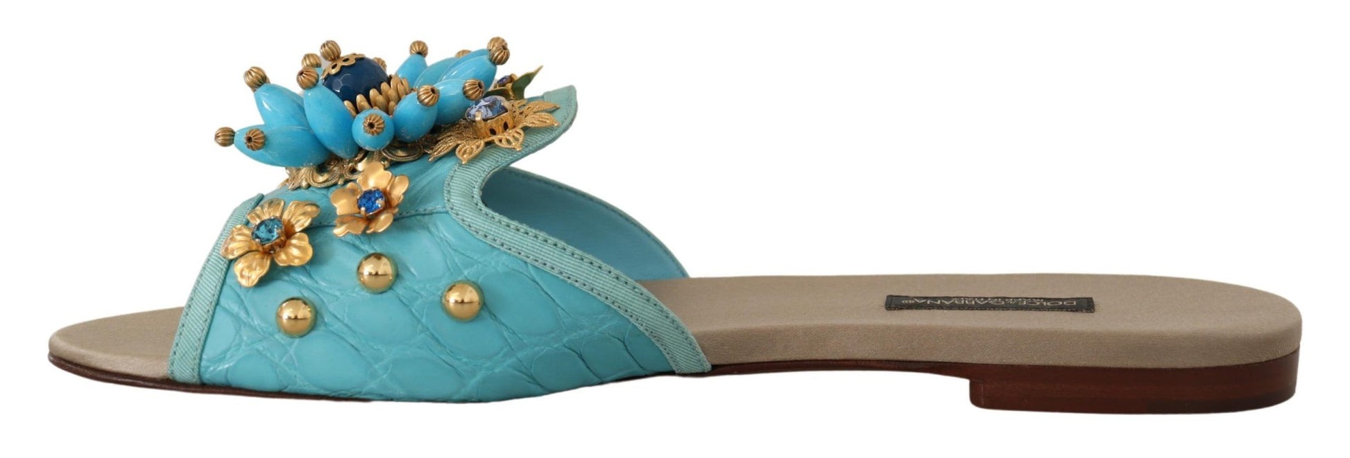 Sandales Dolce &amp; Gabbana en cuir exotique à cristaux bleus