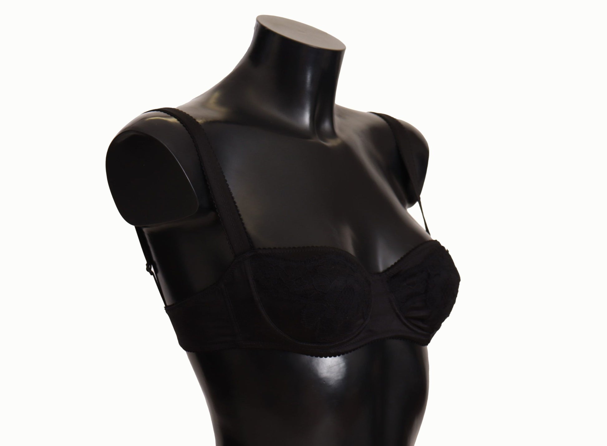 Dolce &amp; Gabbana Soutien-gorge balconnet en dentelle satinée noire à pois