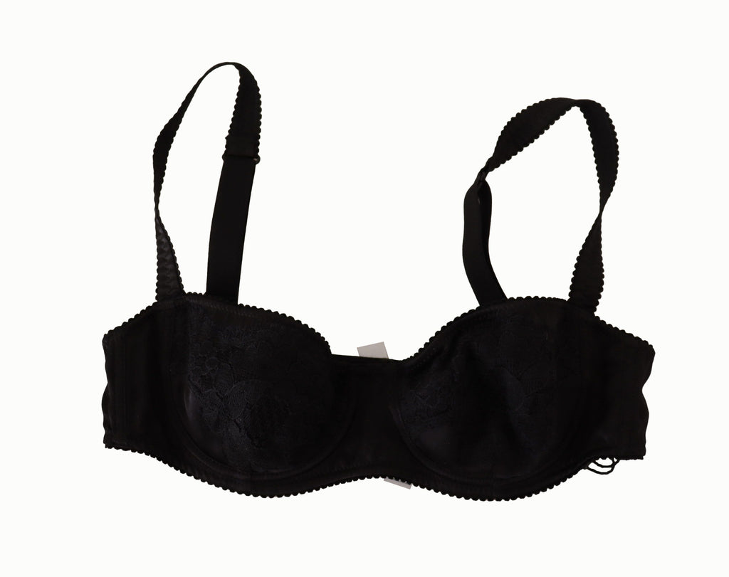 Dolce &amp; Gabbana Soutien-gorge balconnet en dentelle satinée noire à pois