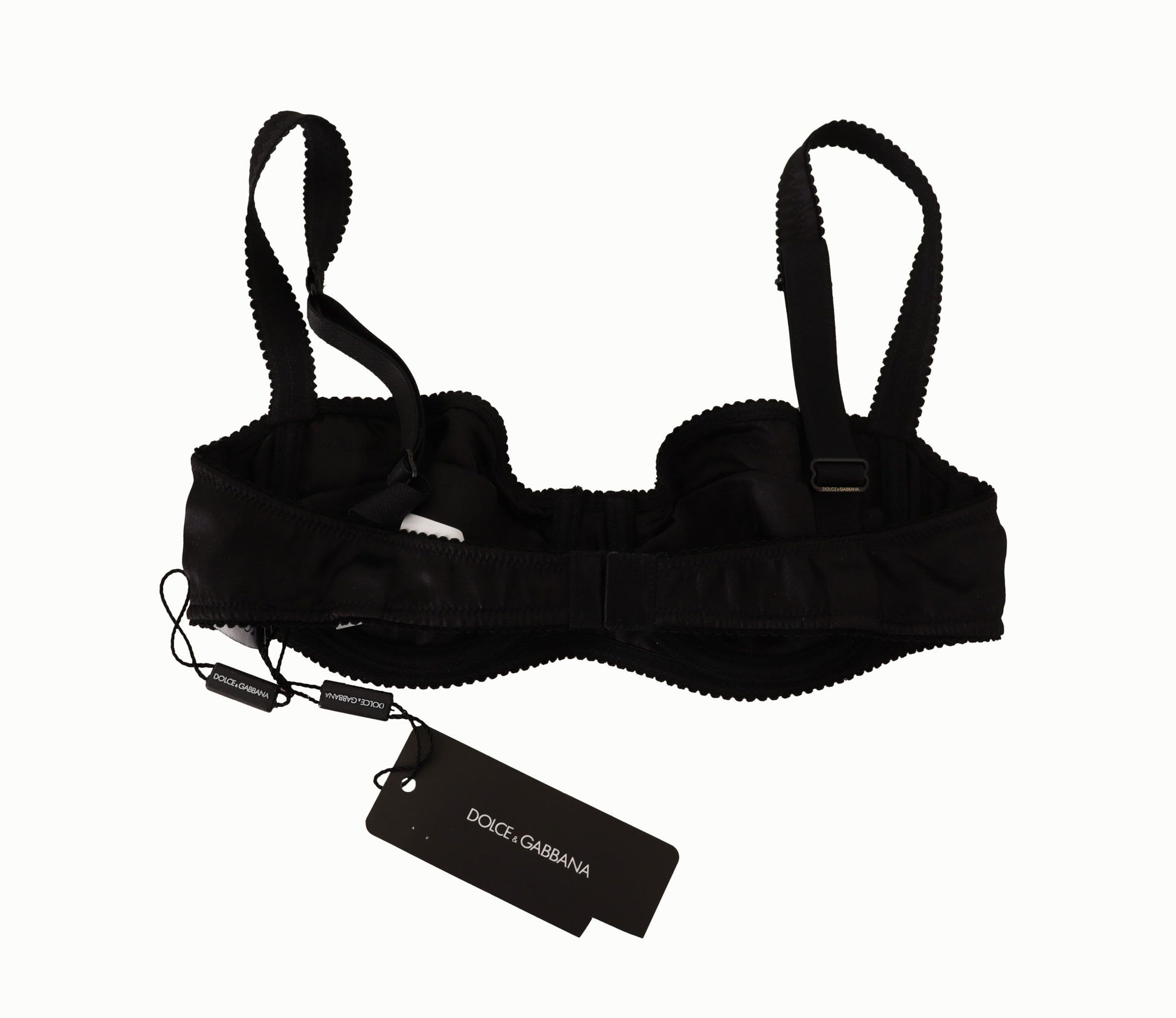 Dolce &amp; Gabbana Soutien-gorge balconnet en dentelle satinée noire à pois