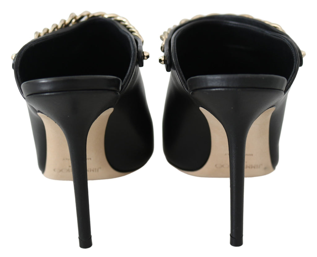 Escarpins Jimmy Choo élégants en cuir noir doré
