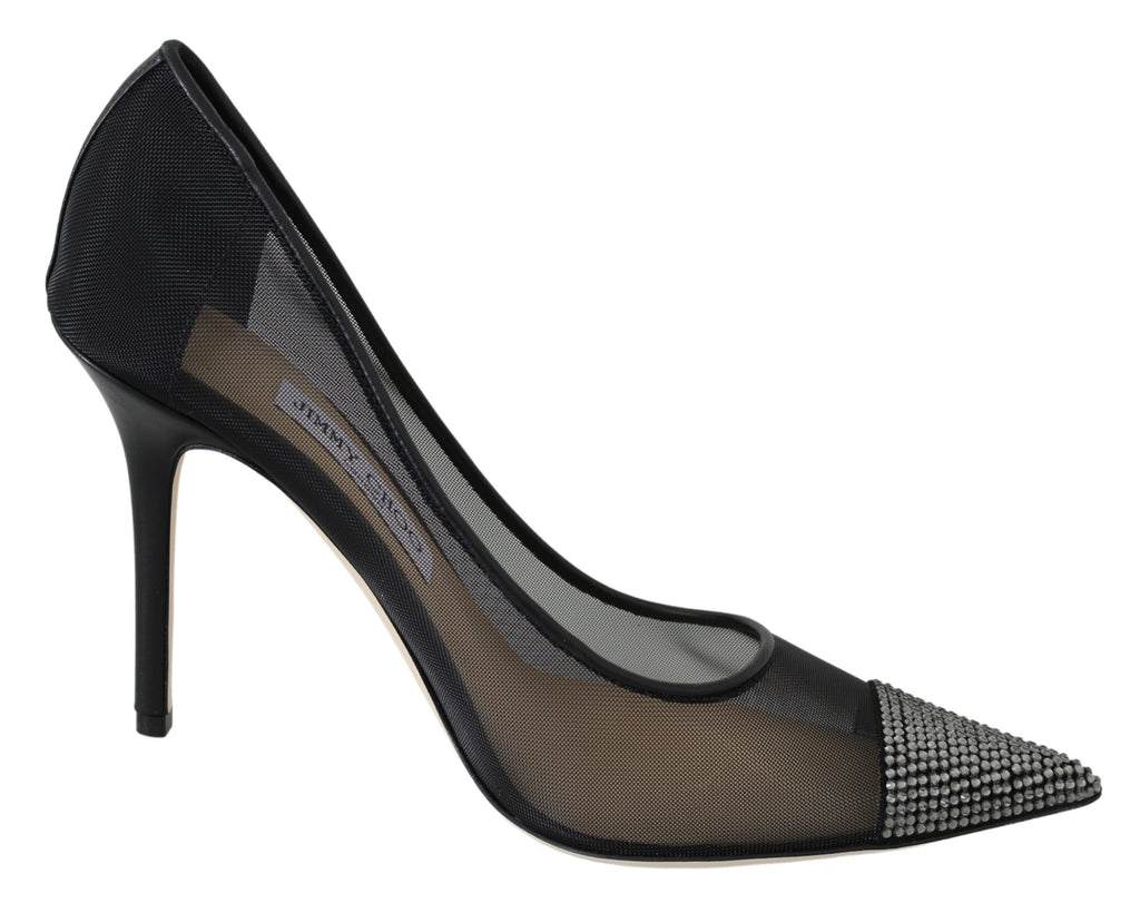 Jimmy Choo - Escarpins élégants en maille noire et cristaux