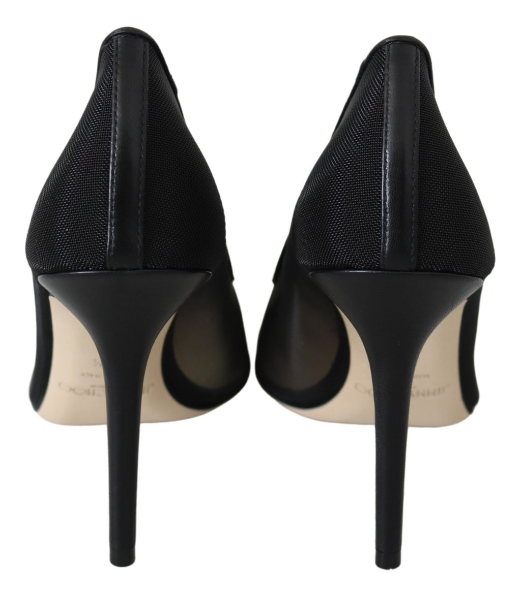Jimmy Choo - Escarpins élégants en maille noire et cristaux