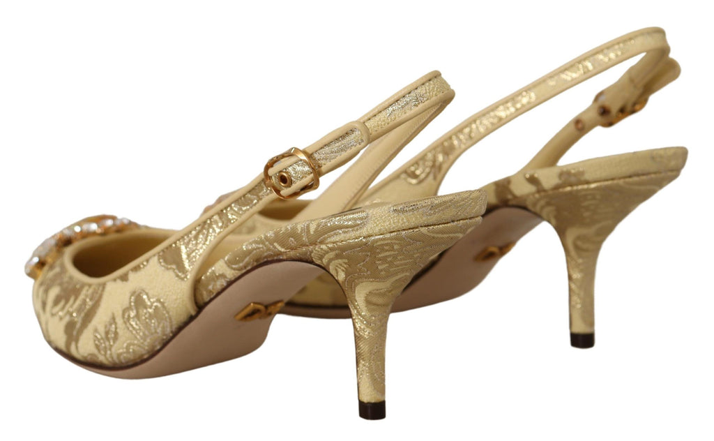 Escarpins à talons et brides arrière en cristal doré Dolce &amp; Gabbana