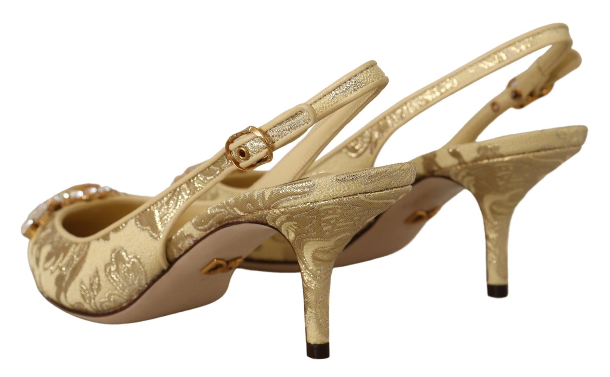 Escarpins à talons et brides arrière en cristal doré Dolce &amp; Gabbana