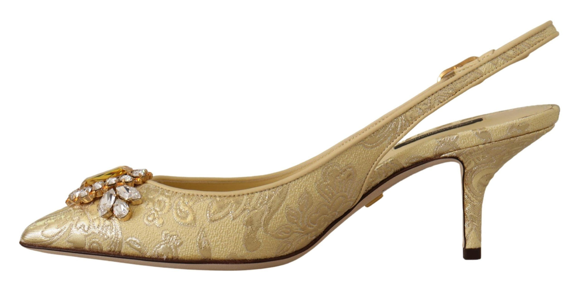 Escarpins à talons et brides arrière en cristal doré Dolce &amp; Gabbana