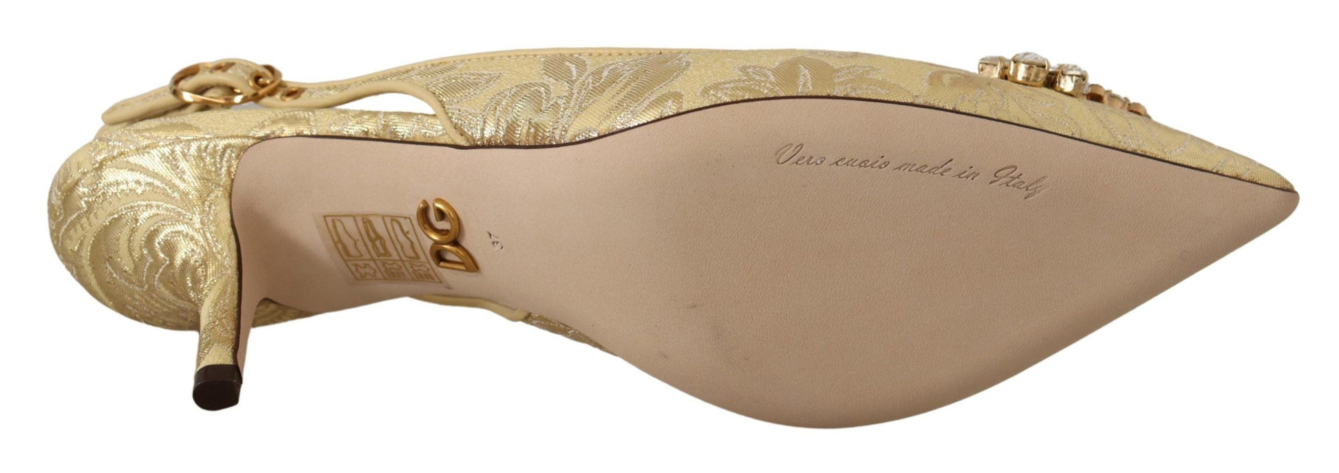 Escarpins à talons et brides arrière en cristal doré Dolce &amp; Gabbana