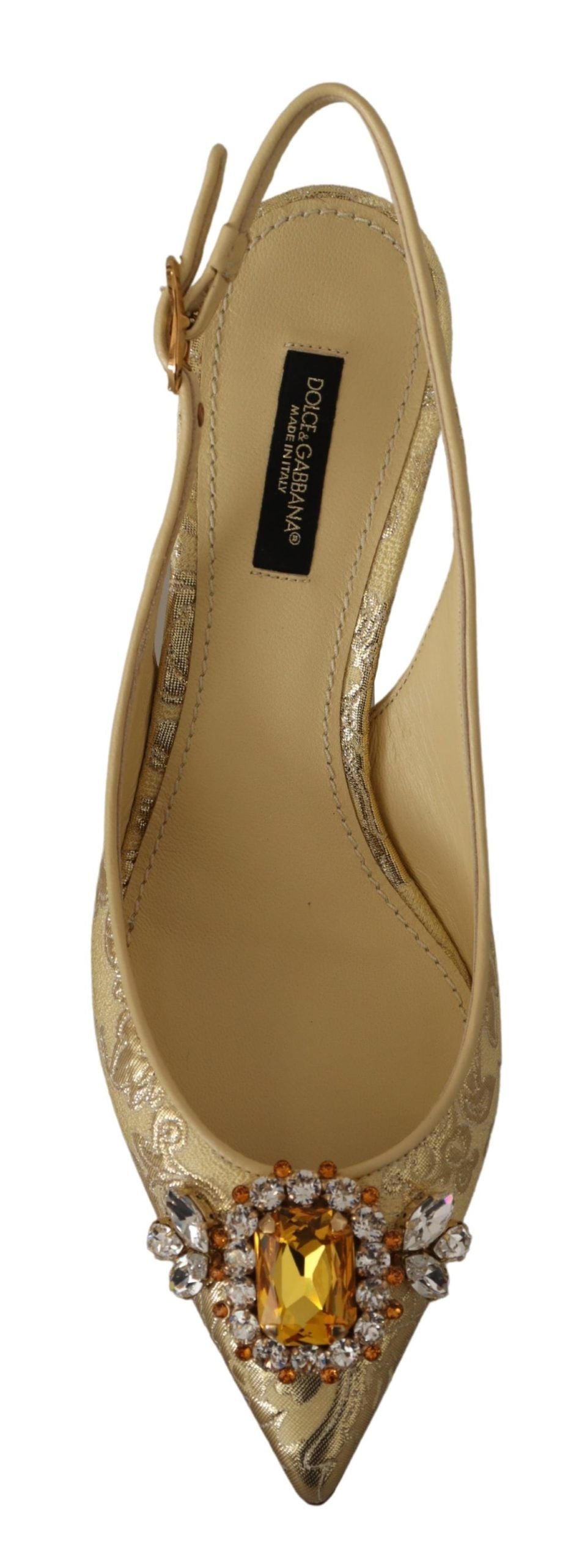 Escarpins à talons et brides arrière en cristal doré Dolce &amp; Gabbana