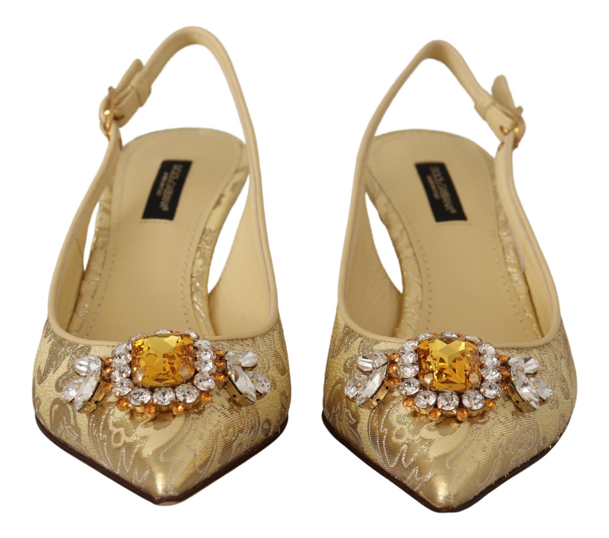 Escarpins à talons et brides arrière en cristal doré Dolce &amp; Gabbana