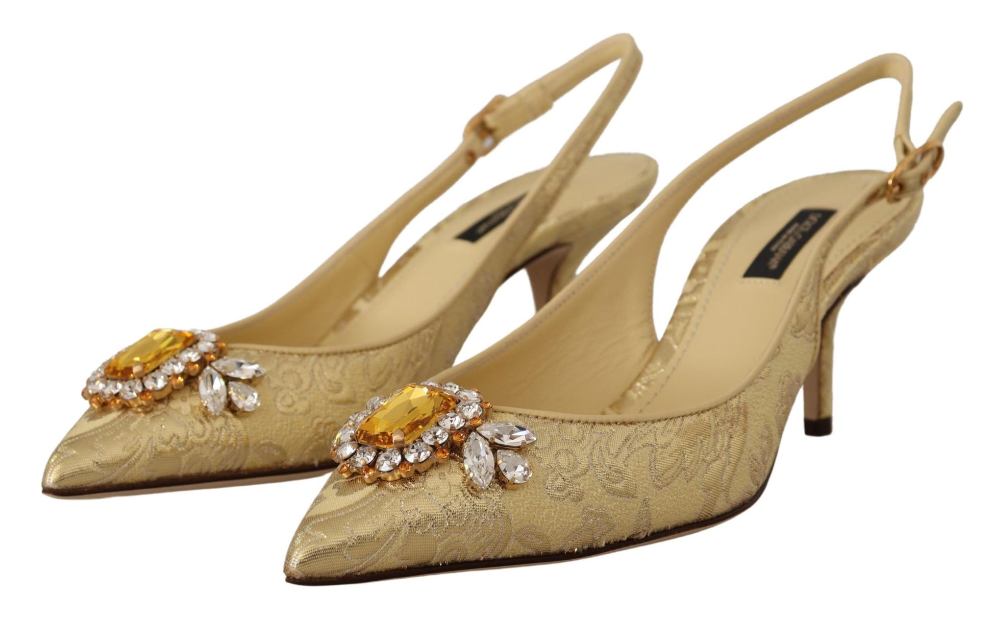 Escarpins à talons et brides arrière en cristal doré Dolce &amp; Gabbana