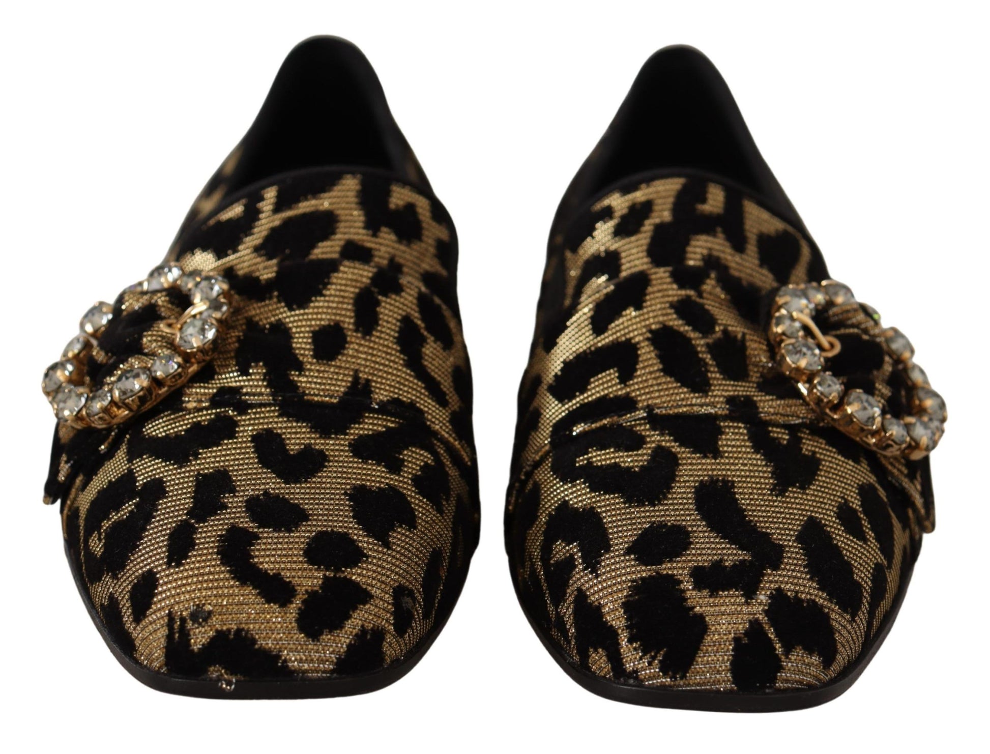 Mocassins Dolce &amp; Gabbana à imprimé léopard doré et cristaux