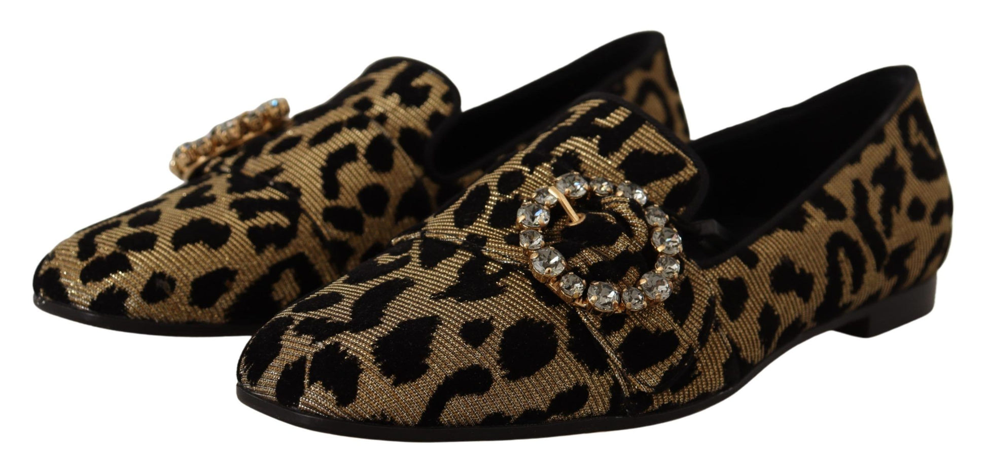 Mocassins Dolce &amp; Gabbana à imprimé léopard doré et cristaux