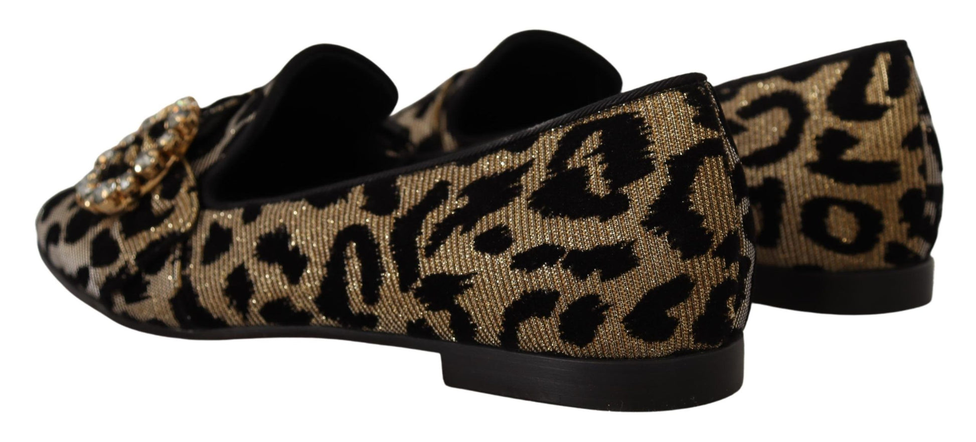 Mocassins Dolce &amp; Gabbana à imprimé léopard doré et cristaux