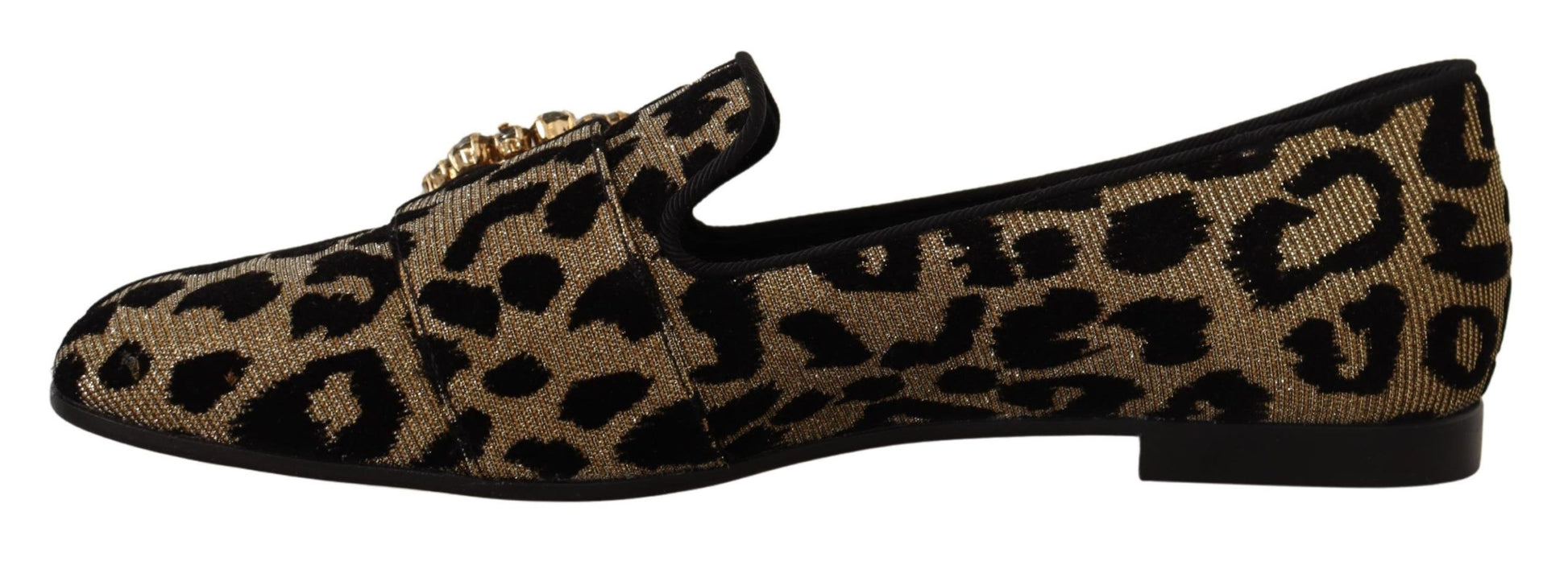 Mocassins Dolce &amp; Gabbana à imprimé léopard doré et cristaux