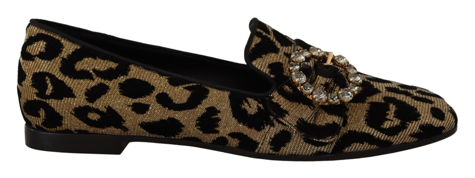 Mocassins Dolce &amp; Gabbana à imprimé léopard doré et cristaux