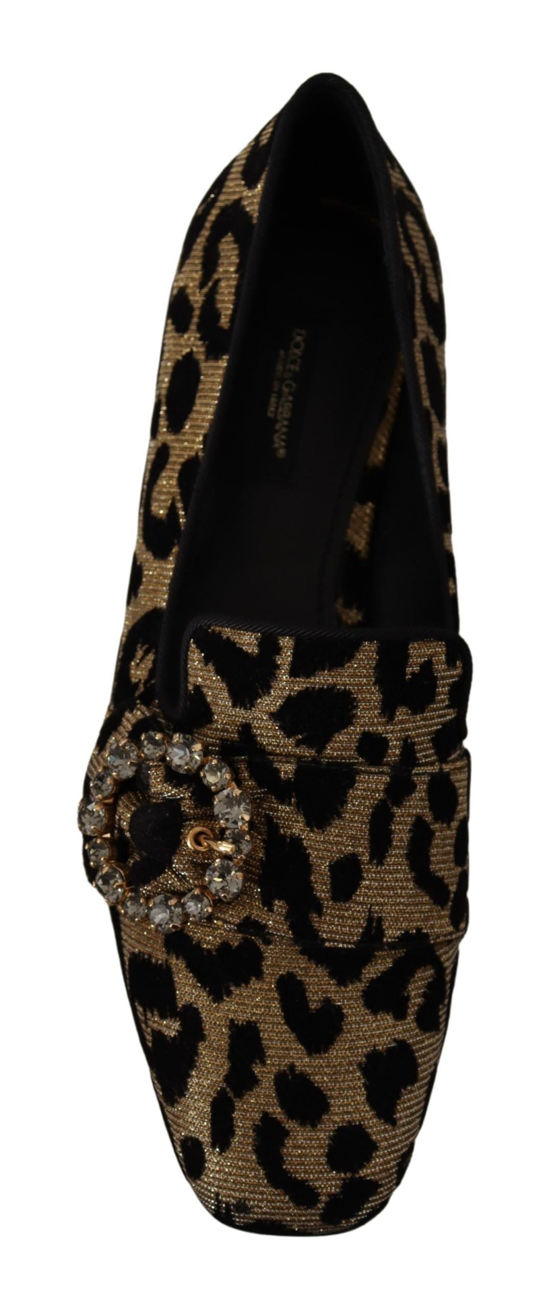 Mocassins Dolce &amp; Gabbana à imprimé léopard doré et cristaux