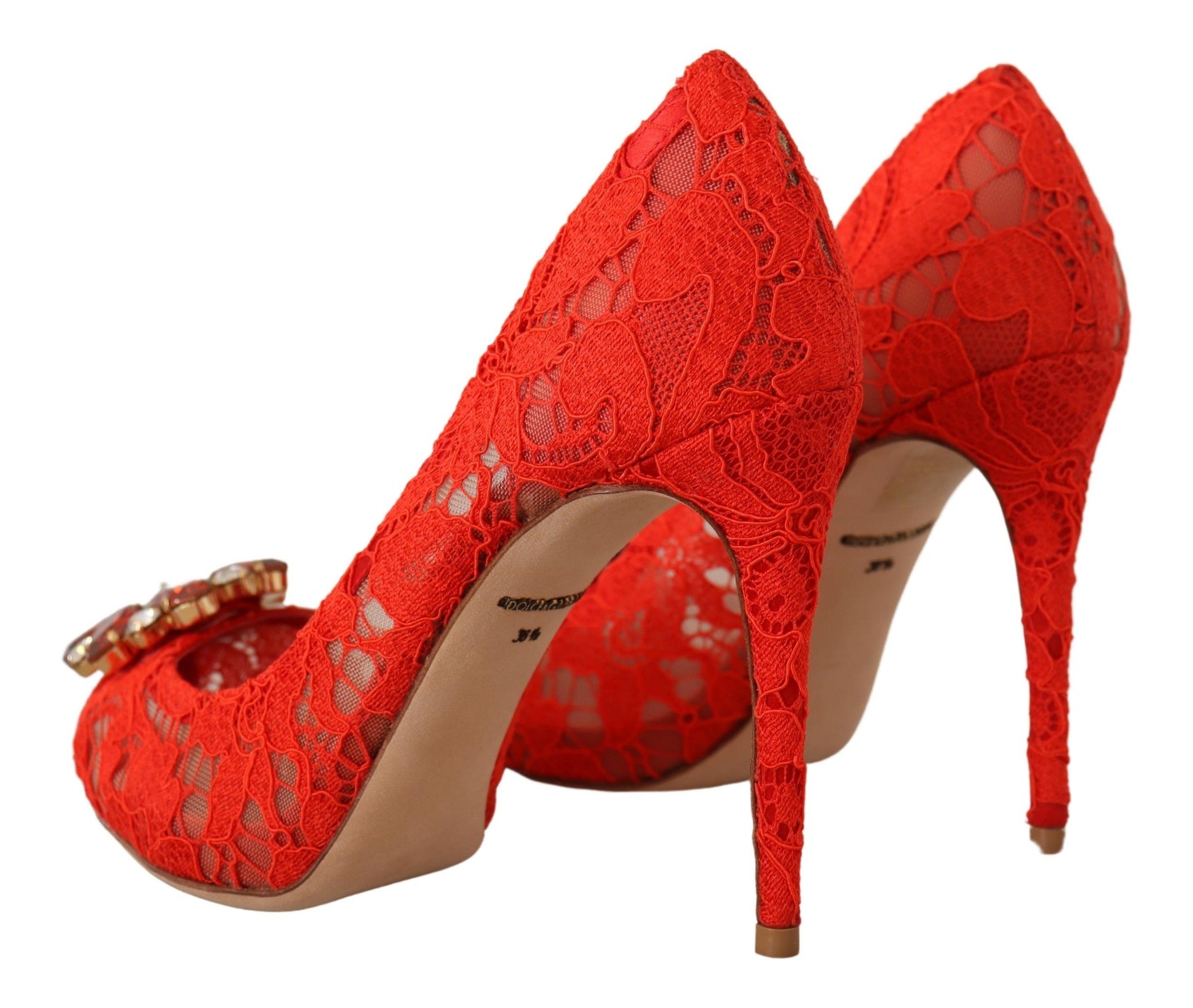 Escarpins à talons en dentelle et cristaux rouges Taormina de Dolce &amp; Gabbana