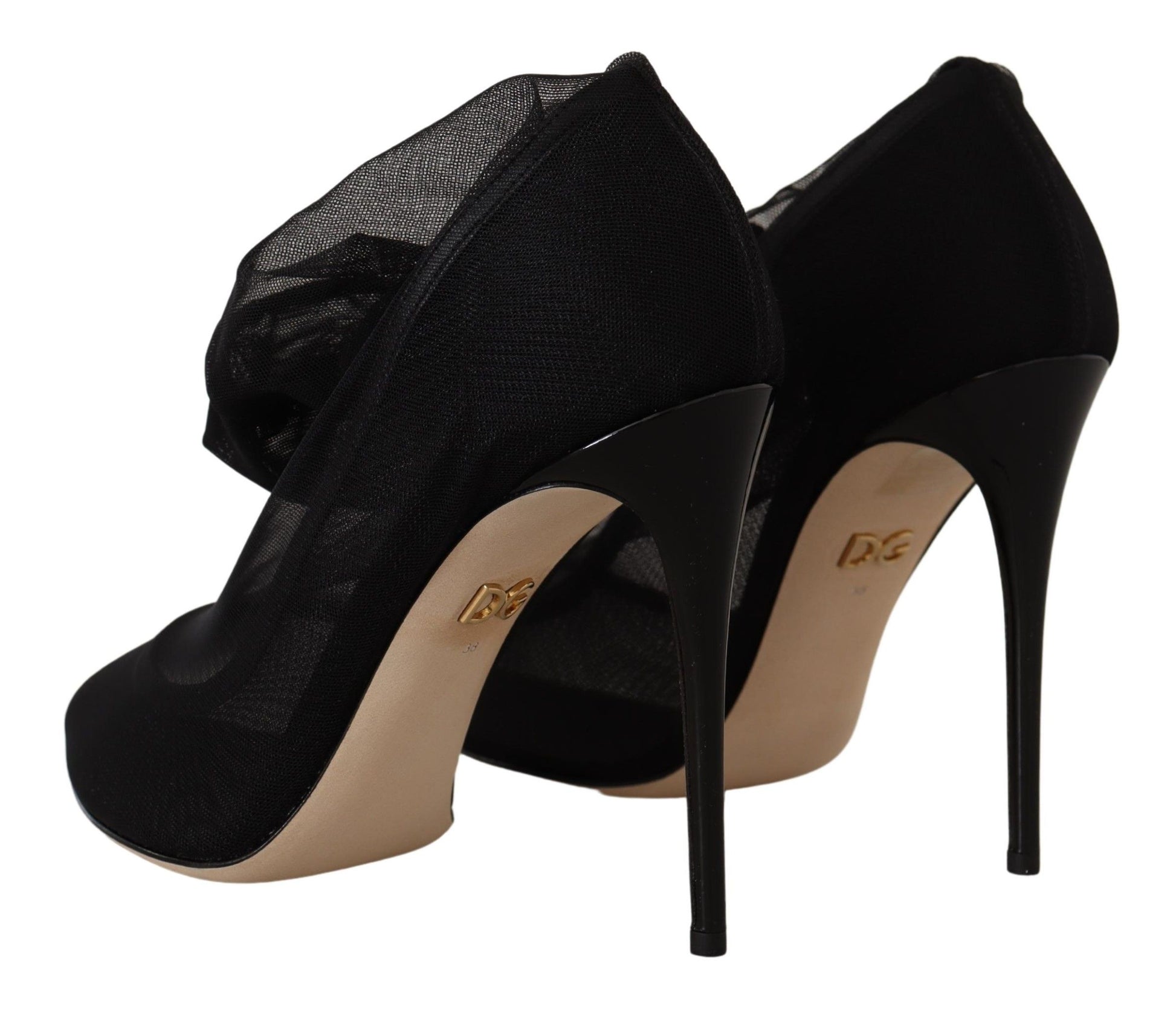 Bottes en tulle extensible noires Dolce &amp; Gabbana