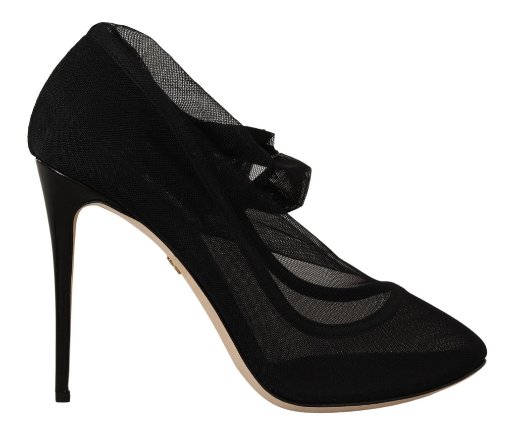 Bottes en tulle extensible noires Dolce &amp; Gabbana