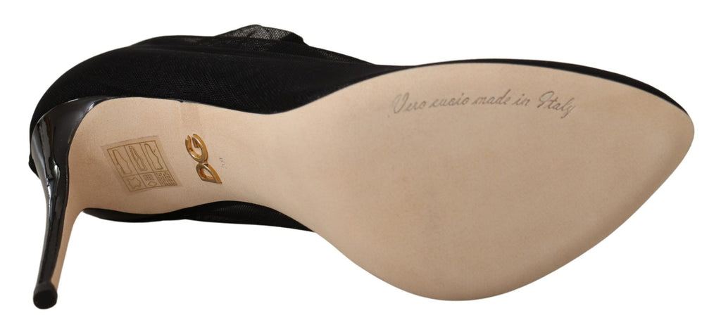 Bottes en tulle extensible noires Dolce &amp; Gabbana