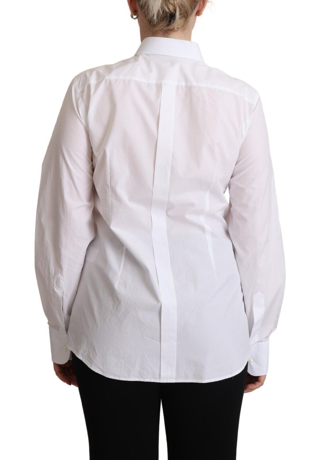 Robe chemise blanche en coton Dolce &amp; Gabbana à manches longues et col