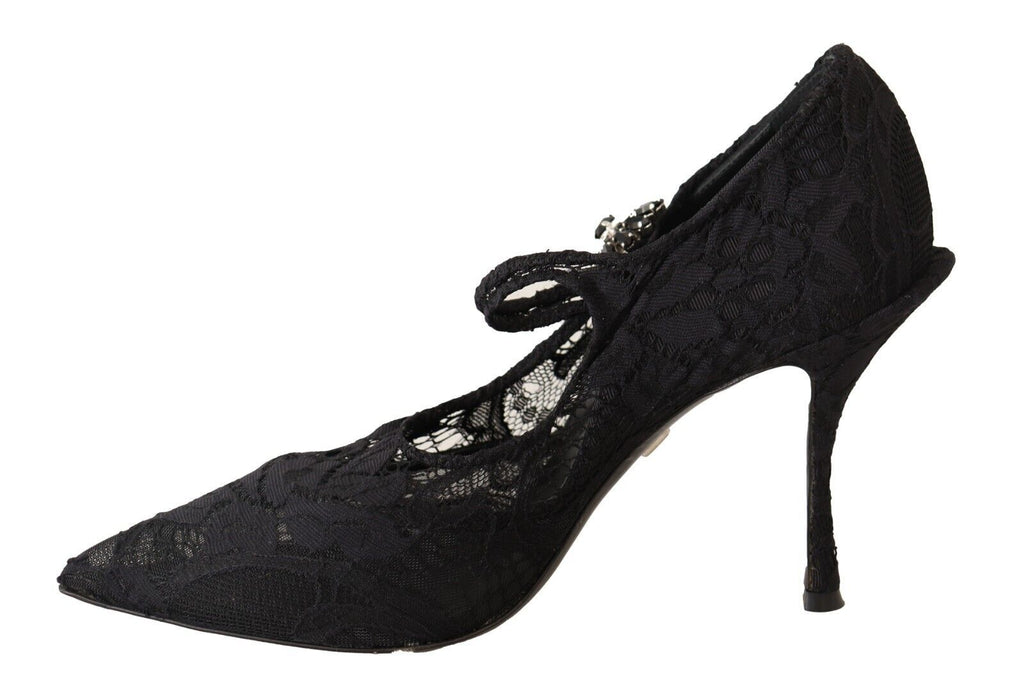 Escarpins Mary Jane Dolce &amp; Gabbana en dentelle noire et cristaux