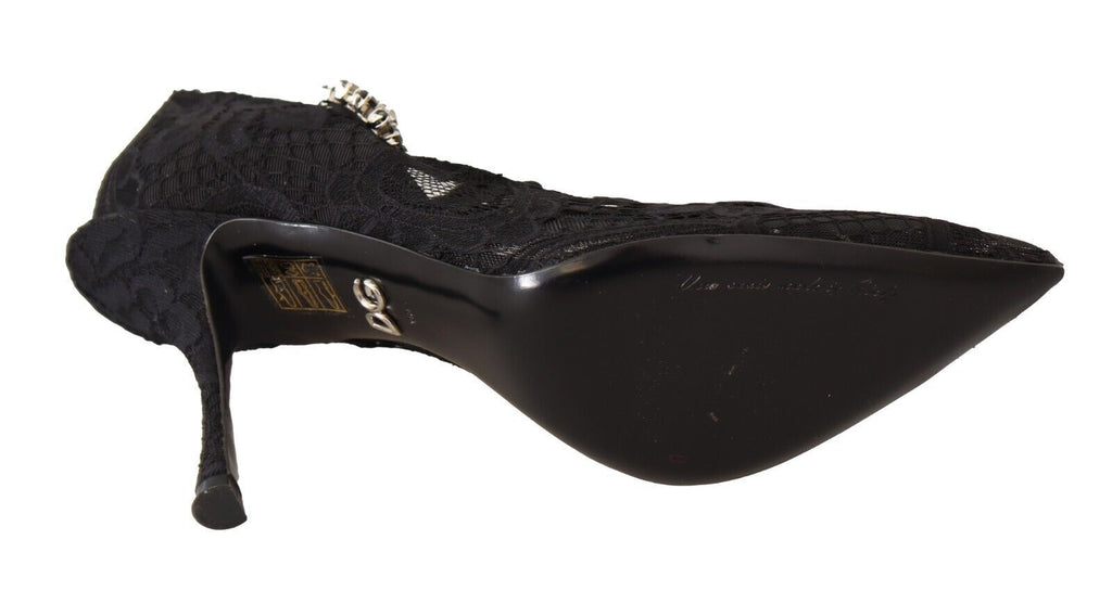 Escarpins Mary Jane Dolce &amp; Gabbana en dentelle noire et cristaux