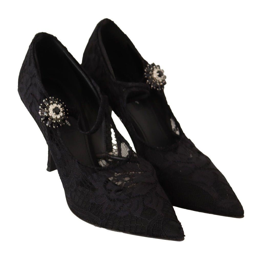 Escarpins Mary Jane Dolce &amp; Gabbana en dentelle noire et cristaux