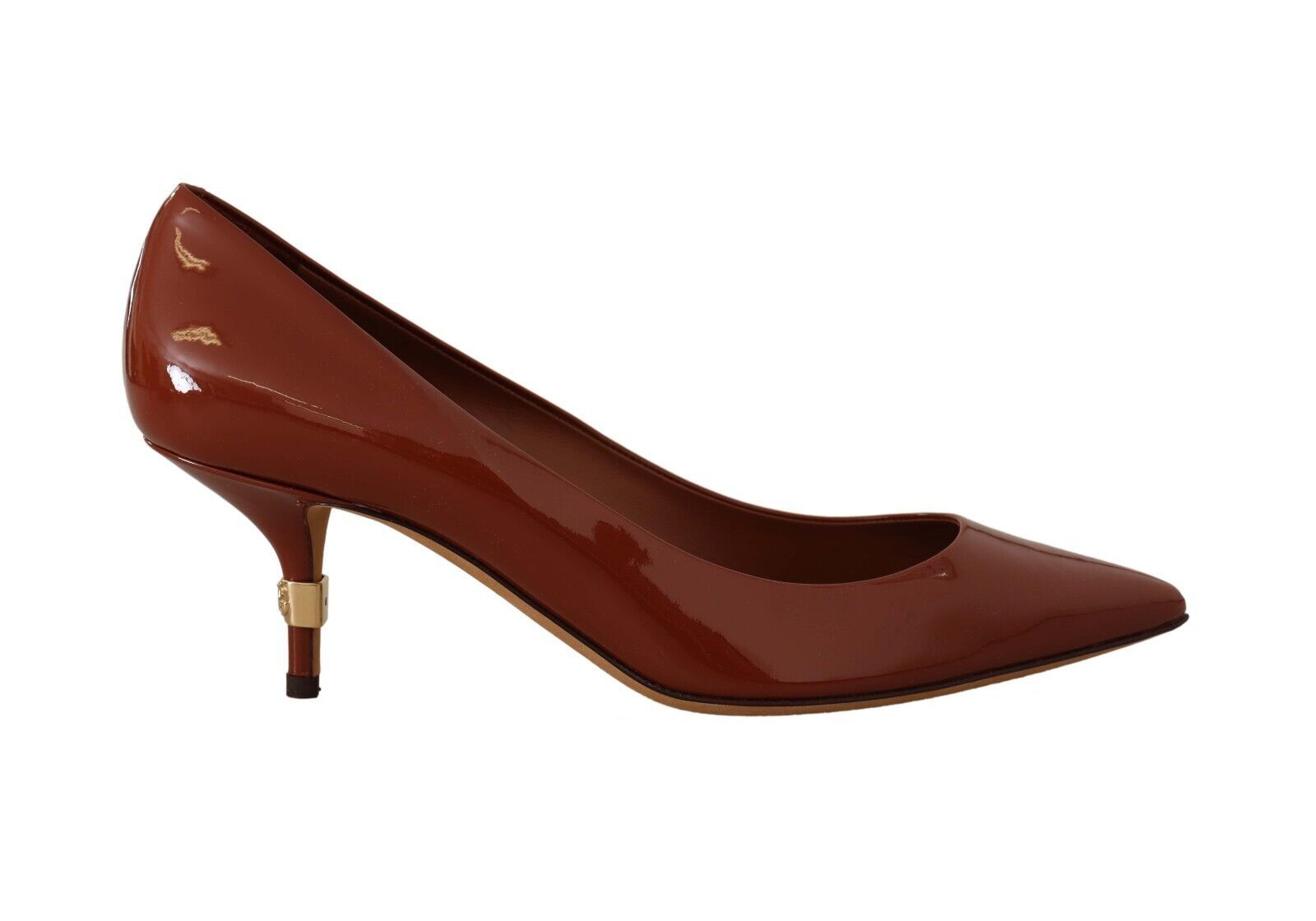 Escarpins à petits talons marron Dolce &amp; Gabbana en cuir verni