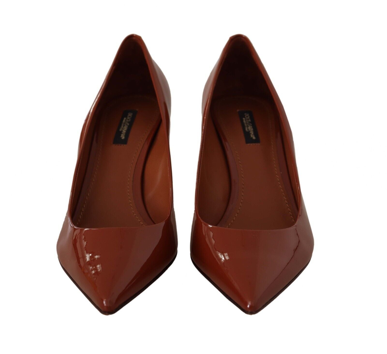 Escarpins à petits talons marron Dolce &amp; Gabbana en cuir verni